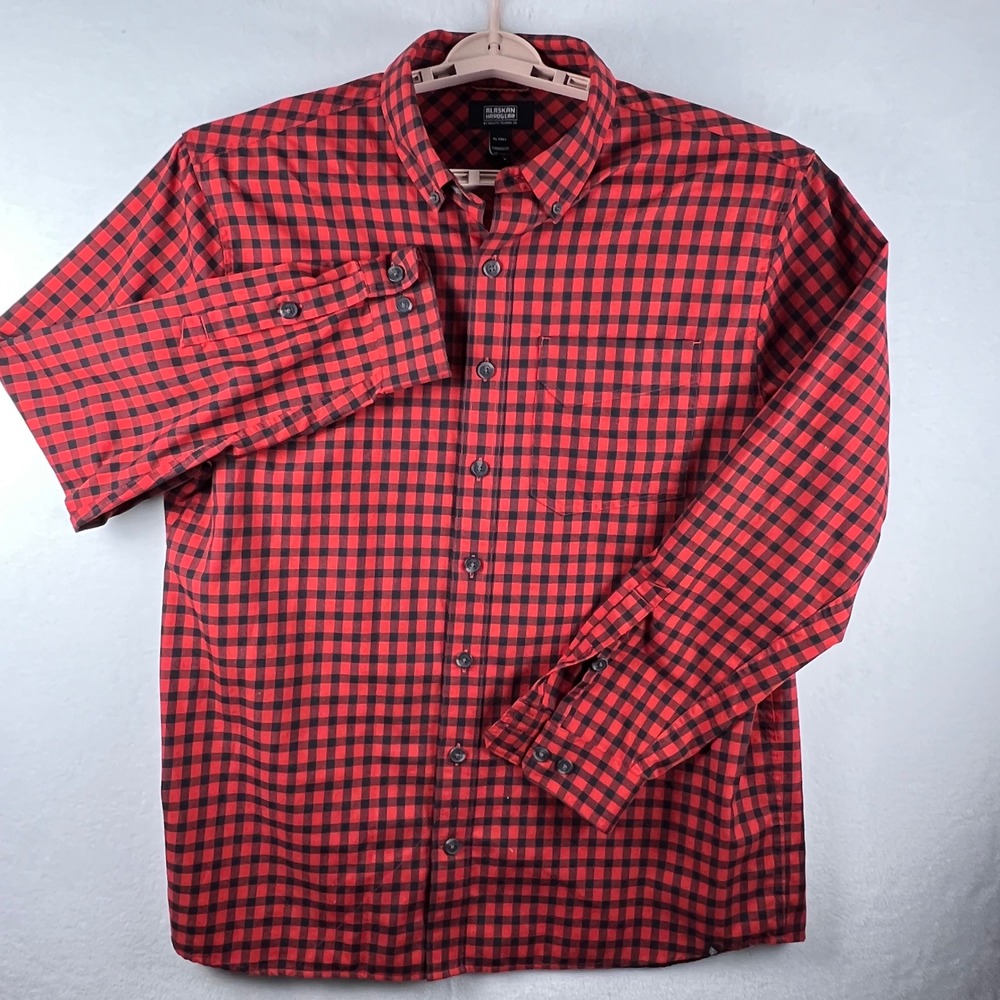 Alaskan Hardgear Duluth Trading Co Mens XL Tall Red Black Buffalo Check Shirt